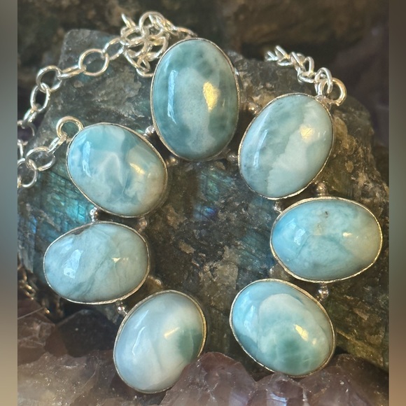 Larimar large naja southwestern sterling silver necklace